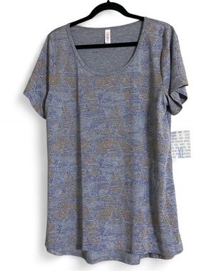 LuLaRoe Top Sz XL CLASSIC T Geometric Print High/Low Hem Short Sleeves Casual